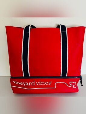 Vineyard Vines for Target Red Tote with Navy and White Straps